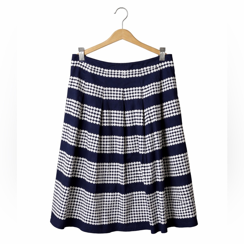 Talbots Navy White Polka Dot Pleated Skirt Size 4P Classic Preppy Chic